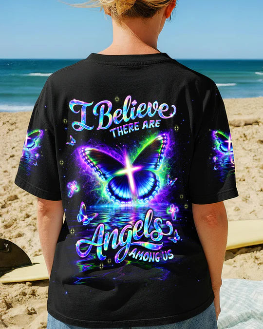Cowgic I Believe There Are Angels Among Us Butterfly Women's All Over Print Shirt