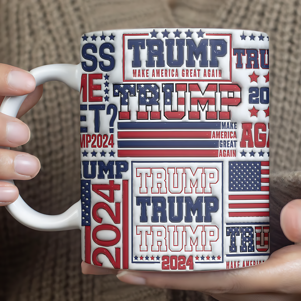 Cowgic Patriotic Trump 2024 Mug | Gift for Dad, Gift for Mom, Birthday Gift | Father's Day 3D Inflated Mug C1012 - GOP