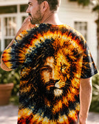 Cowgic Jesus Lion Face Swirl Men's All Over Print Shirt
