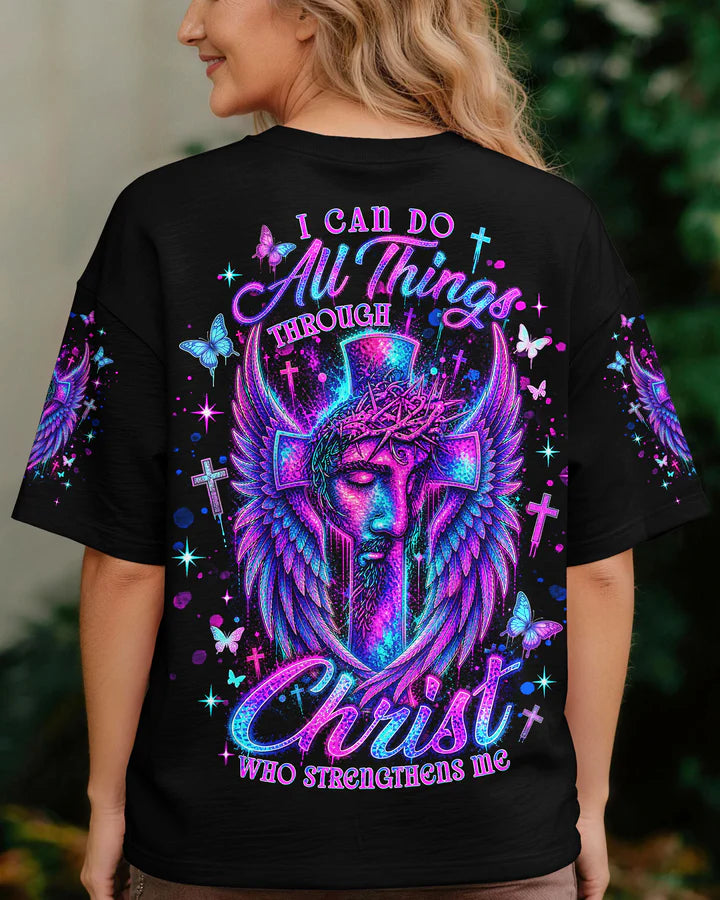 Cowgic I Can Do All Things Through Christ Neon Jesus Cross Women's All Over Print