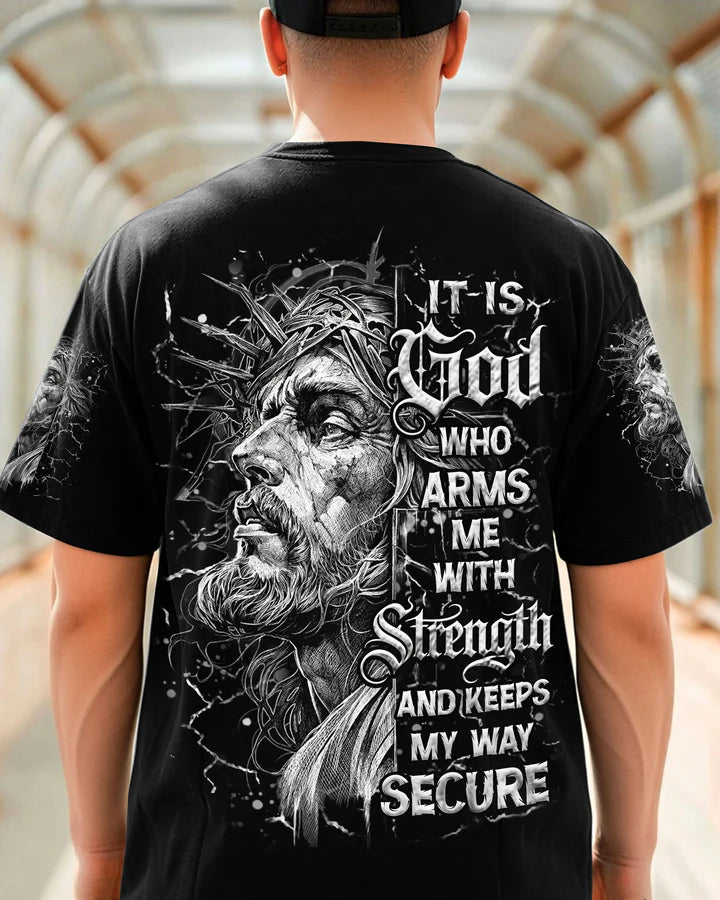 Cowgic It Is God Who Arms Me With Strength Men's All Over Print Shirt