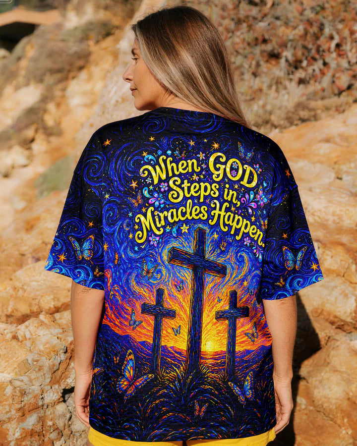 Cowgic When God Steps In Miracles Happen Women's All Over Print Shirt