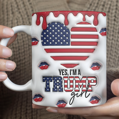 Cowgic Trump Girl Mug | Trump 2024 Mug | Trump Supporters Mug | Patriotic 3D Inflated Mug C1103 - GOP