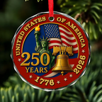 Cowgic United States of America 250 Years Glass Ornament | America Anniversary | Happy 250th Birthday USA | Patriotic 4th Of July Glass Ornament For Christmas Decor 682733