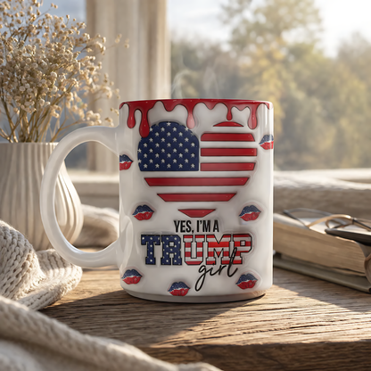 Cowgic Trump Girl Mug | Trump 2024 Mug | Trump Supporters Mug | Patriotic 3D Inflated Mug C1103 - GOP