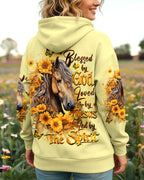 Cowgic Blessed By God Loved By Jesus Horse Women's All Over Print Shirt