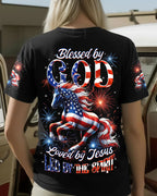 Cowgic Blessed By God Loved By Jesus Horse Women's All Over Print Shirt