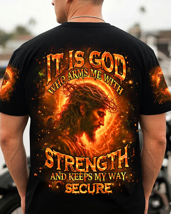 Cowgic It Is God Who Arms Me With Strength Men's All Over Print Shirt