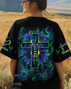 Cowgic Faith Cross Daisies Lion Art Women's All Over Print Shirt