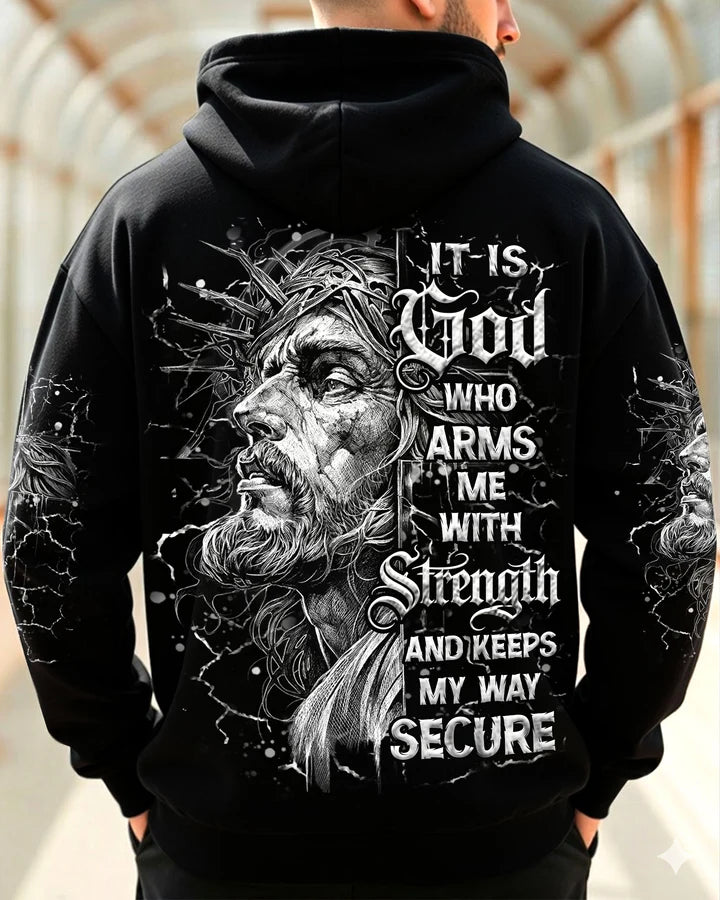 Cowgic It Is God Who Arms Me With Strength Men's All Over Print Shirt