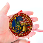 Cowgic United States of America 250 Years Glass Ornament | America Anniversary | Happy 250th Birthday USA | Patriotic 4th Of July Glass Ornament For Christmas Decor 682733
