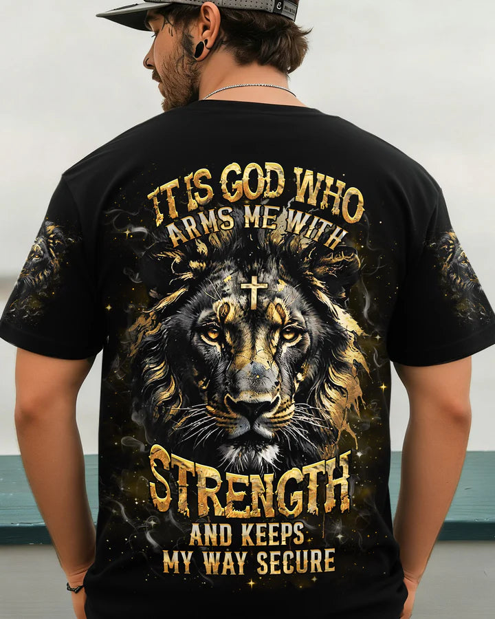 Cowgic It Is God Who Arms Me With Strength Lion Men's All Over Print Shirt