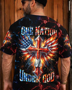 Cowgic One Nation Under God Cross Eagle American Flag Men's All Over Print Shirt
