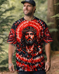 Cowgic Jesus Halo Of Faith Red & Black Swirl Men's All Over Print Shirt