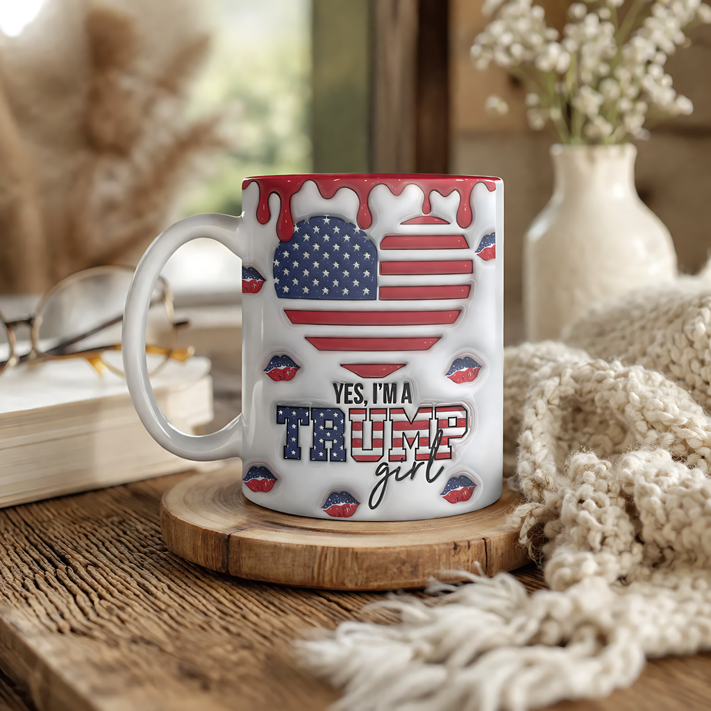 Cowgic Trump Girl Mug | Trump 2024 Mug | Trump Supporters Mug | Patriotic 3D Inflated Mug C1103 - GOP