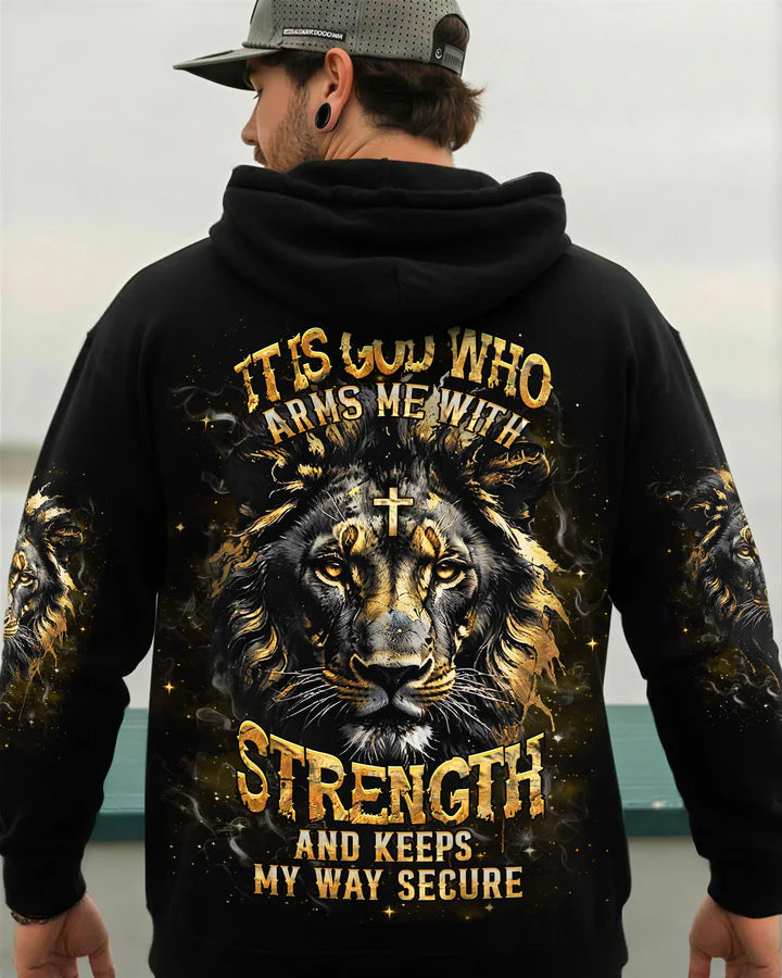 Cowgic It Is God Who Arms Me With Strength Lion Men's All Over Print Shirt