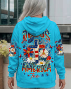 Cowgic She Loves Jesus & America Too Red White & Blue All Over Print Shirt