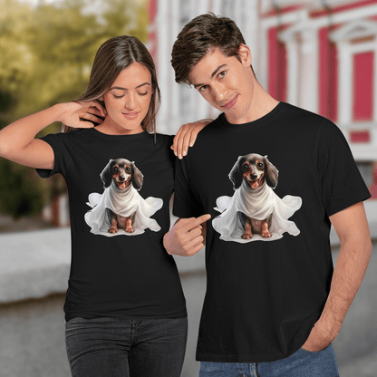 Cowgic Dachshund in Ghost Costume
