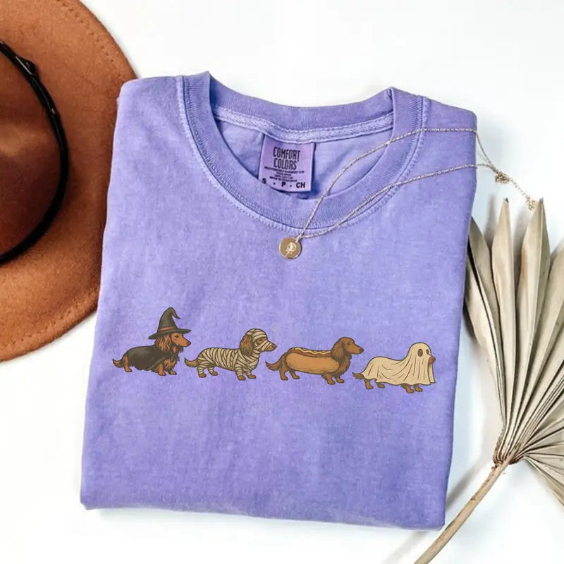 Cowgic Comfort Colors Vintage Art Style Dachshund T-shirt, Halloween