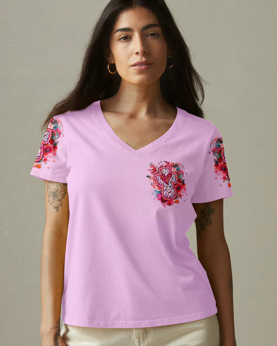 Cowgic Blessed Lucky Cross Floral Women’s All Over Print Shirt