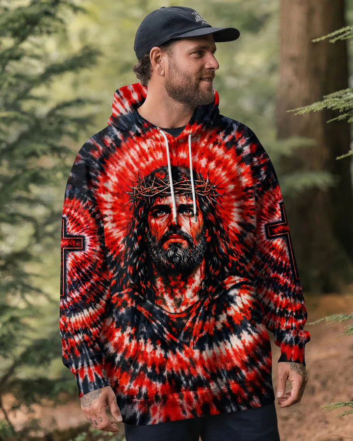Cowgic Jesus Halo Of Faith Red & Black Swirl Men's All Over Print Shirt