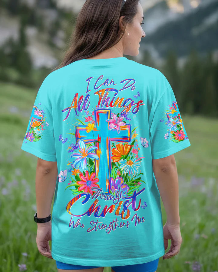 Cowgic I Can Do All Things Through Christ Colorful Floral Women's All Over Print