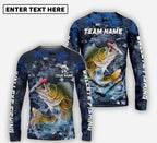 Cowgic Walleye Fishing Dark Blue Camouflage Custom Name & Team Name 3D