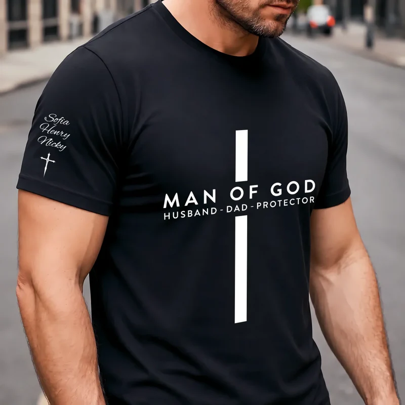 Cowgic Custom Unisex T-Shirt With Design On Sleeve - Personalized Father's Day Birthday Gifts For Dad, Grandpa - Forever My Hero