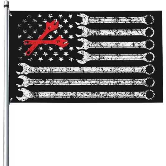 Cowgic Vintage USA American Flag Mechanic Wrench Flag