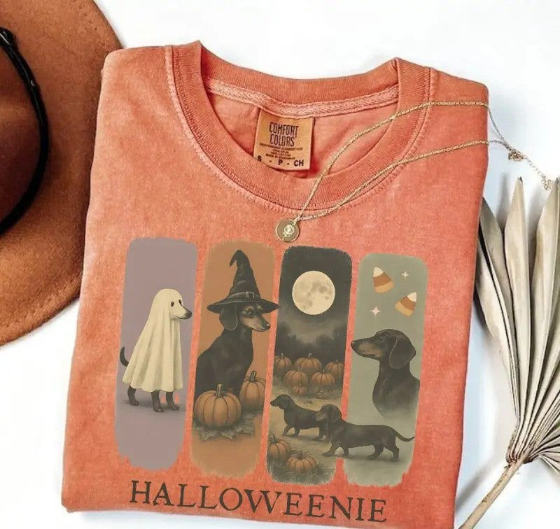Cowgic Comfort Colors Vintage Dachshund Halloween T-Shirt