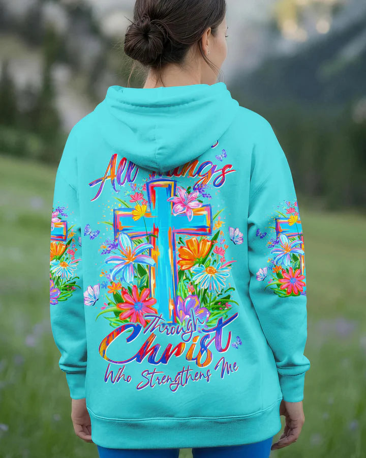 Cowgic I Can Do All Things Through Christ Colorful Floral Women's All Over Print