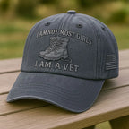 Cowgic Veterans Art  AM A VET Embroidered Cap