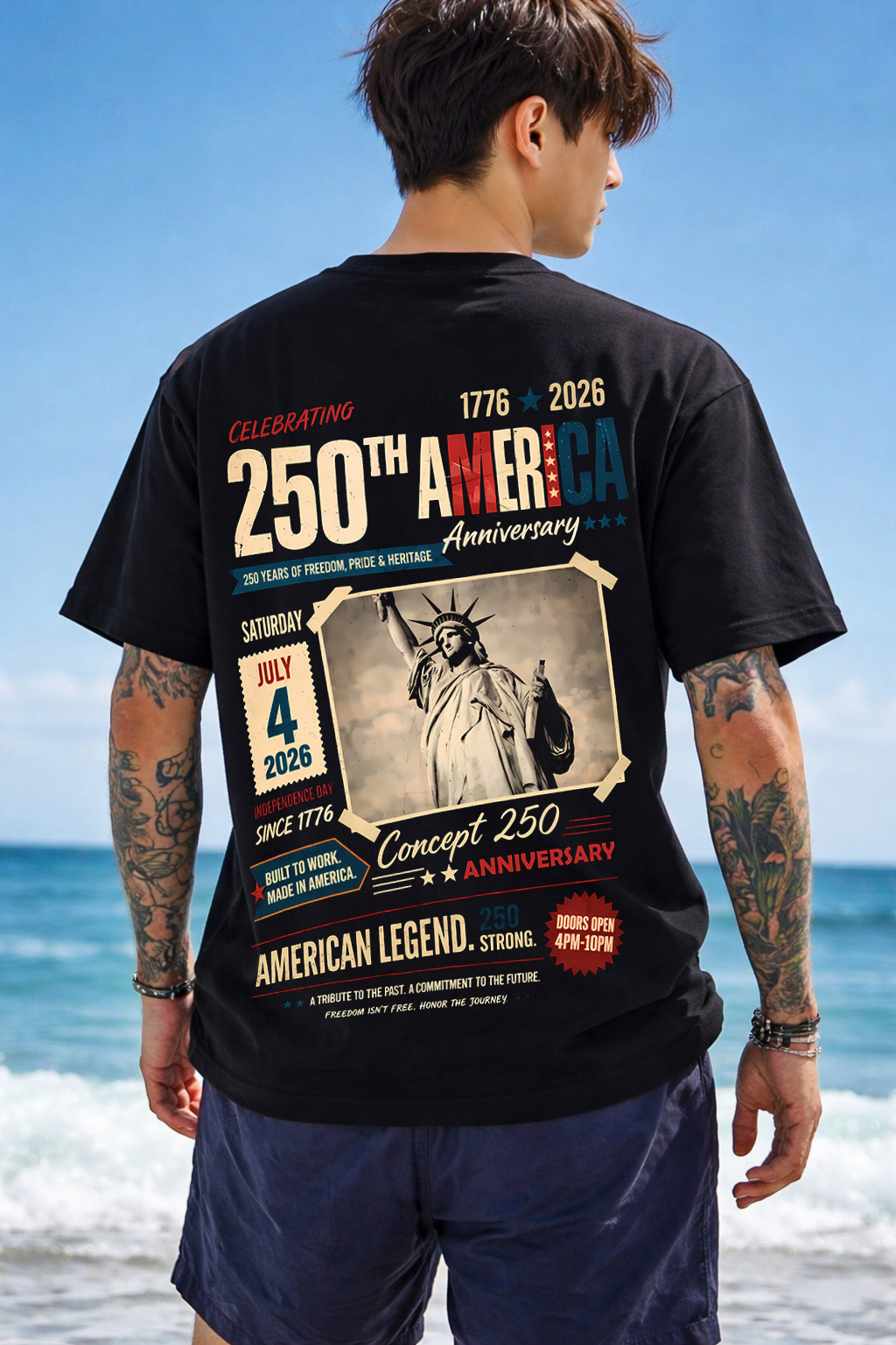 Cowgic America 250 Anniversary Vintage Poster T-Shirt – Independence Day 2026 Edition