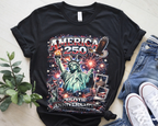 Cowgic America 250th Anniversary Fireworks – Statue of Liberty Patriotic T-Shirt