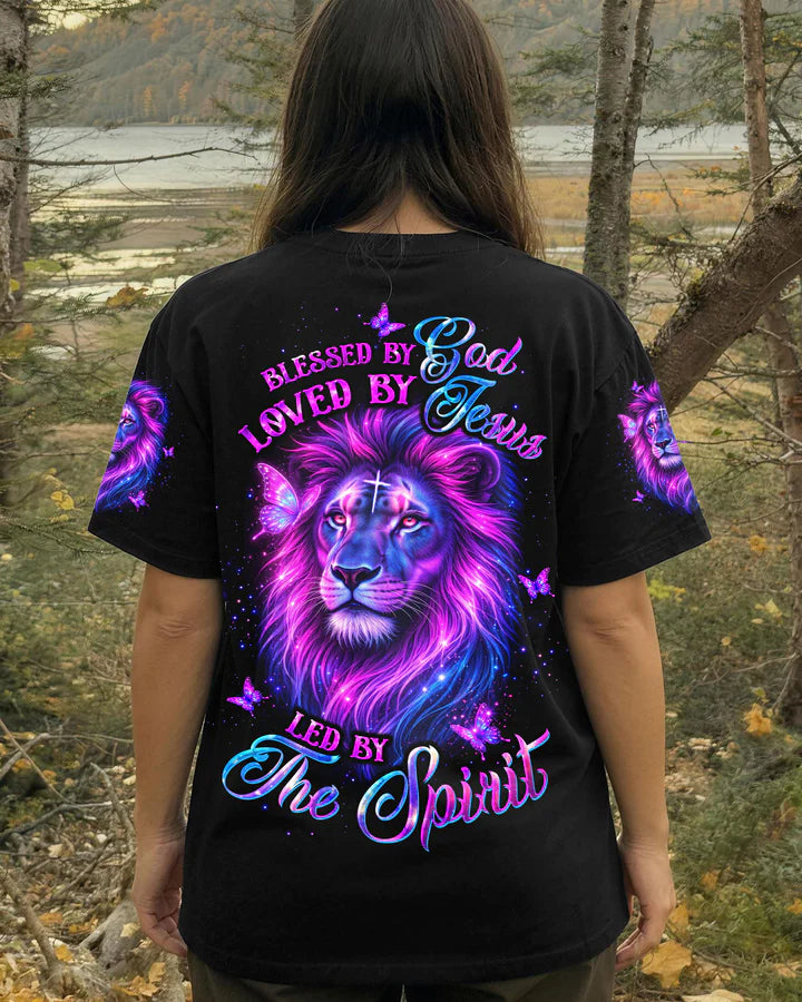 Cowgic Blessed By God Lion Butterfly Women's All Over Print Shirt