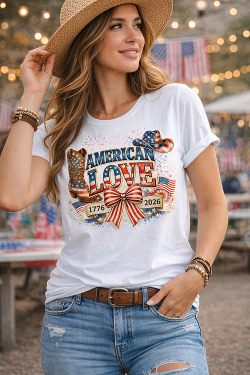 Cowgic American Love 1776–2026 – Patriotic Western Graphic T-Shirt