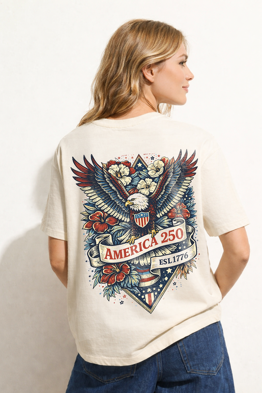 Cowgic America 250 Eagle Vintage Graphic T-Shirt – Patriotic Freedom Tee