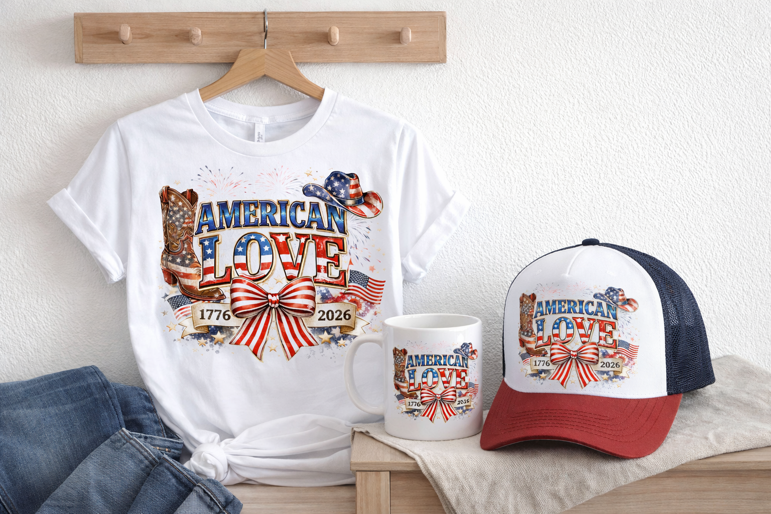 Cowgic American Love 1776–2026 – Patriotic Western Graphic T-Shirt