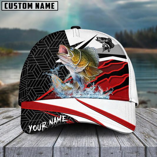 Cowgic Custom Name Walley Fishing Red White 3D Classic Cap