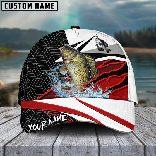 Cowgic Custom Name Crappie Fishing Red White 3D Classic Cap