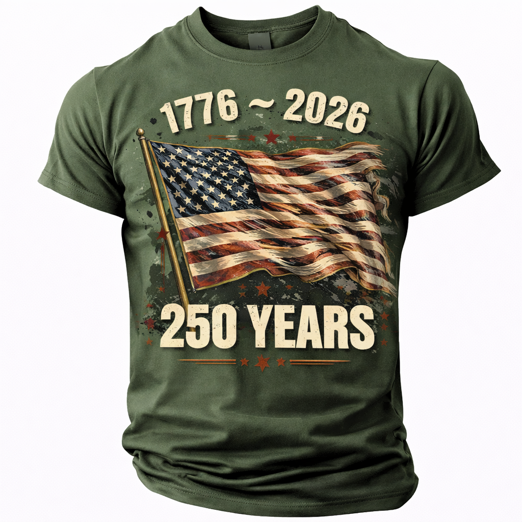 Cowgic America's 250th Anniversary Men's American US Flag 1776 T Shirt