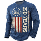 Cowgic  America's 250th Anniversary Men's American US Flag T Shirt Long Sleeve