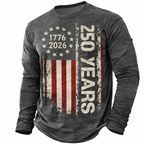 Cowgic  America's 250th Anniversary Men's American US Flag T Shirt Long Sleeve