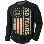 Cowgic  America's 250th Anniversary Men's American US Flag T Shirt Long Sleeve