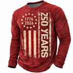 Cowgic  America's 250th Anniversary Men's American US Flag T Shirt Long Sleeve
