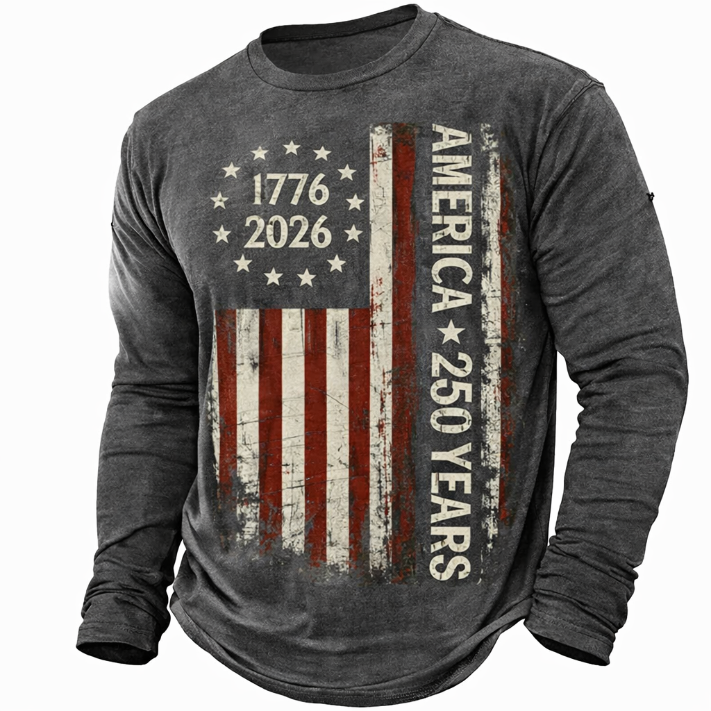 Cowgic  America's 250th Anniversary Men's American US Flag T Shirt Long Sleeve v2