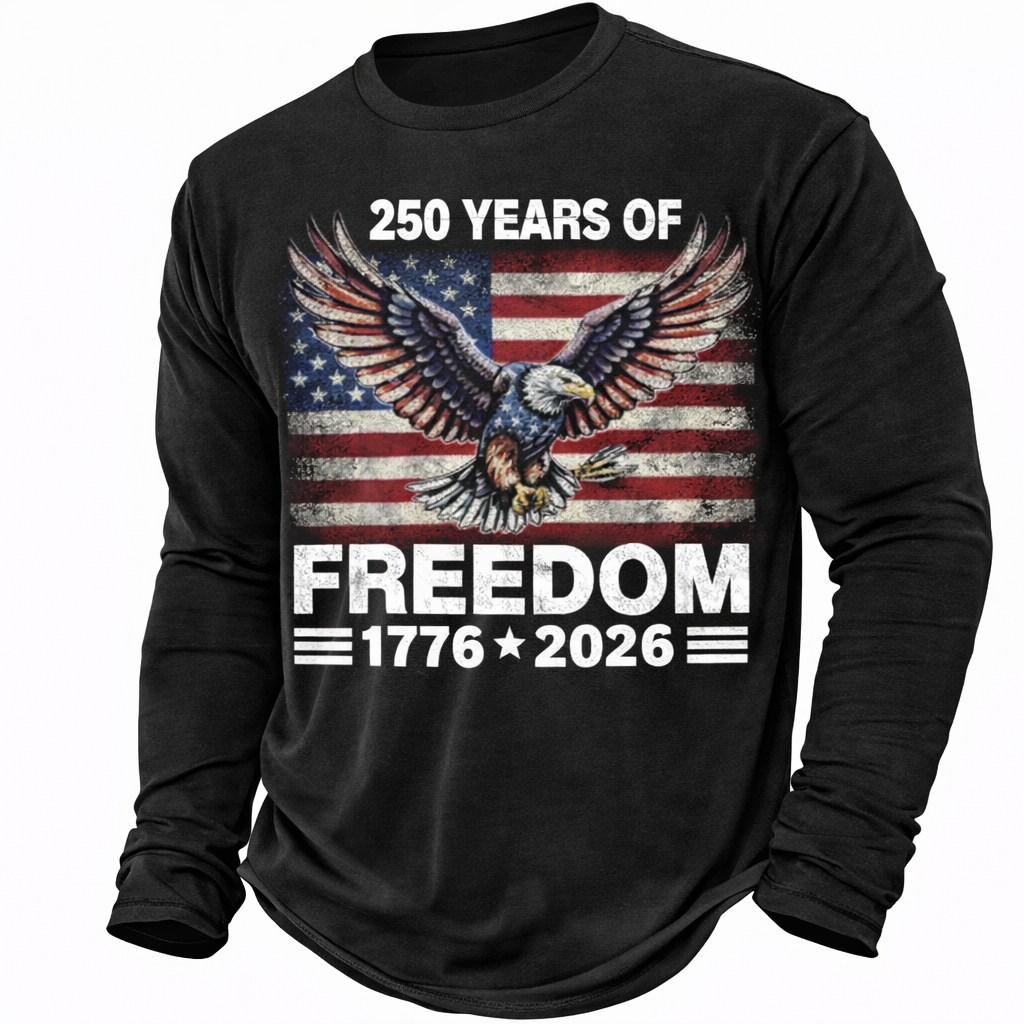 Cowgic  America's 250th Anniversary Men's American US Flag T Shirt Long Sleeve v4