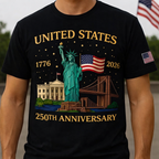 Cowgic Men's T Shirt Graphic Tee American US Flag Statue Of Liberty Crewneck