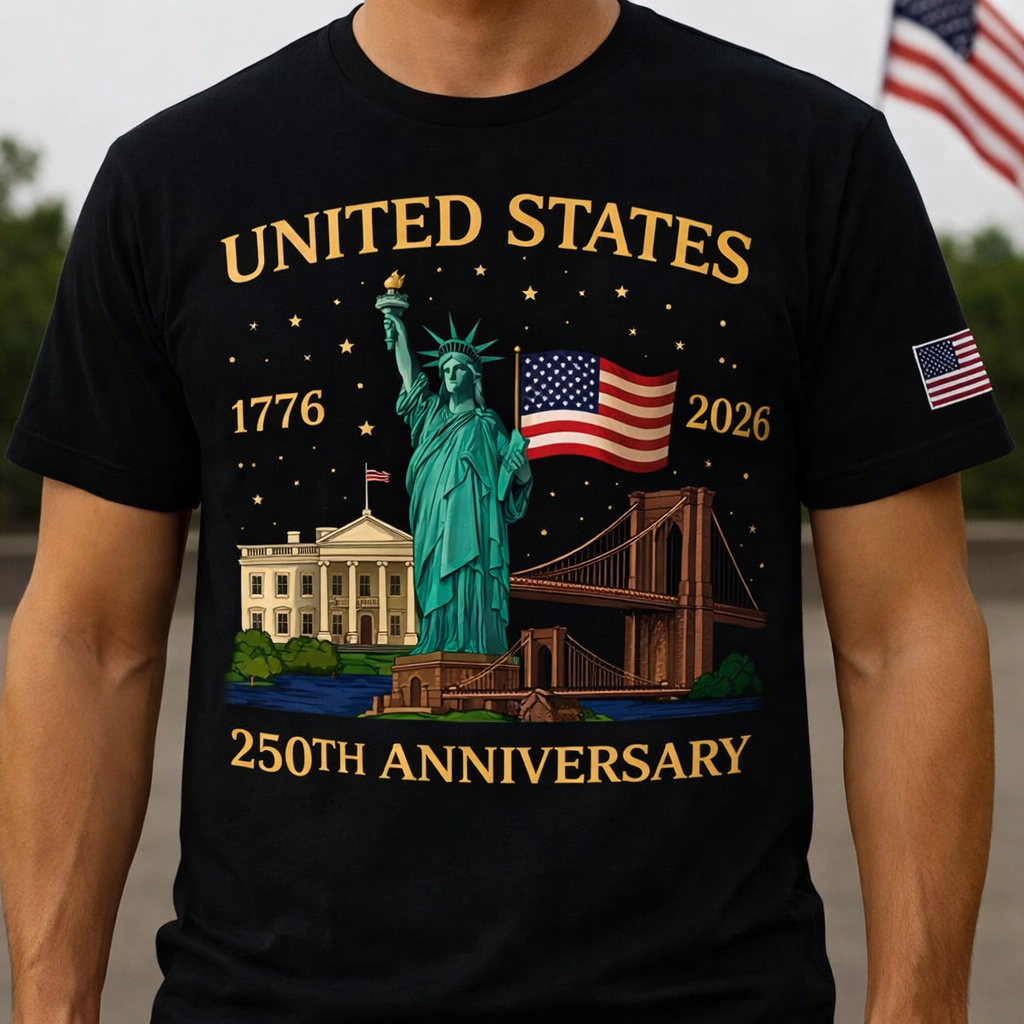 Cowgic Men's T Shirt Graphic Tee American US Flag Statue Of Liberty Crewneck