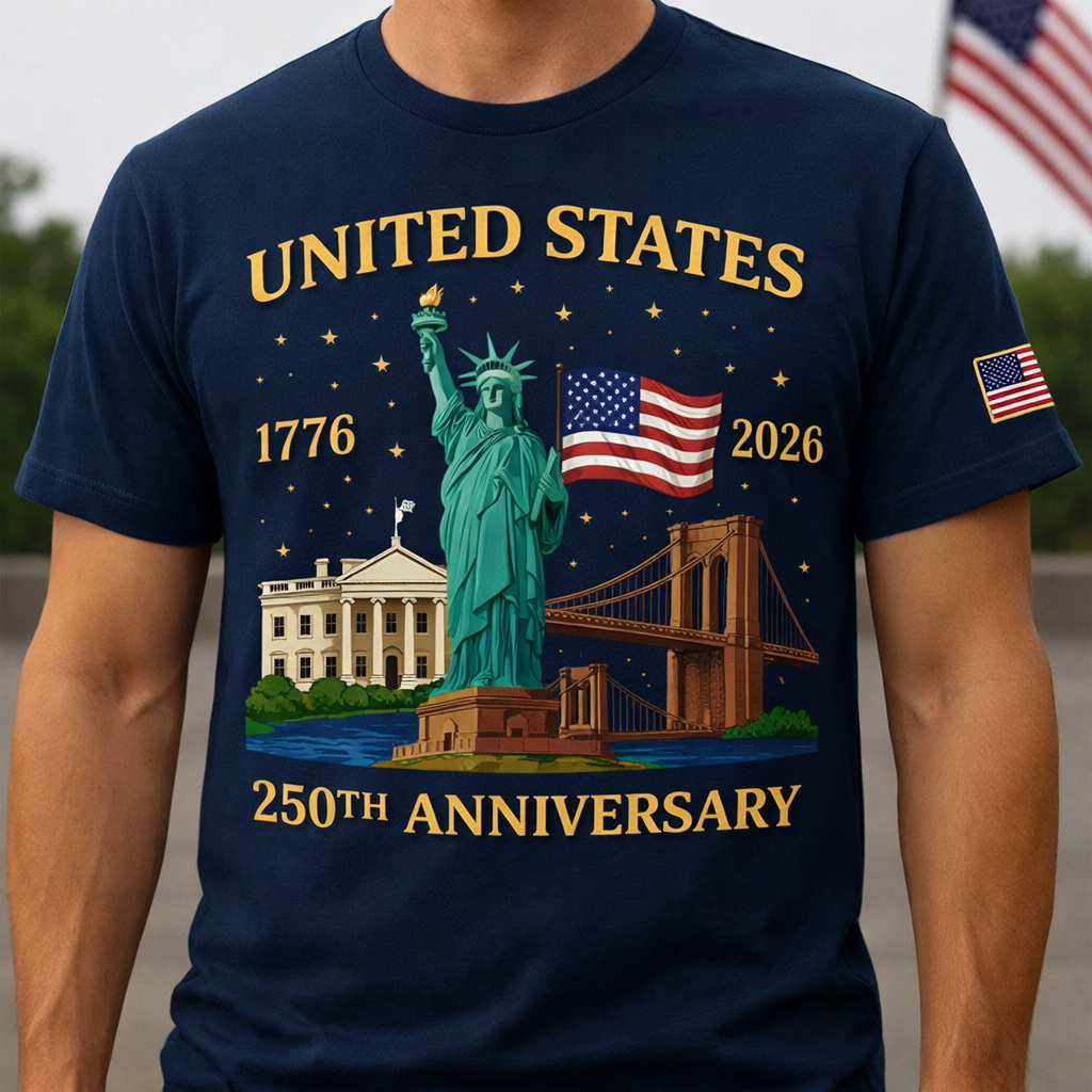Cowgic Men's T Shirt Graphic Tee American US Flag Statue Of Liberty Crewneck